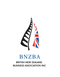 British New Zealand Business Association logo, a silver fern beside a Union Jack sail